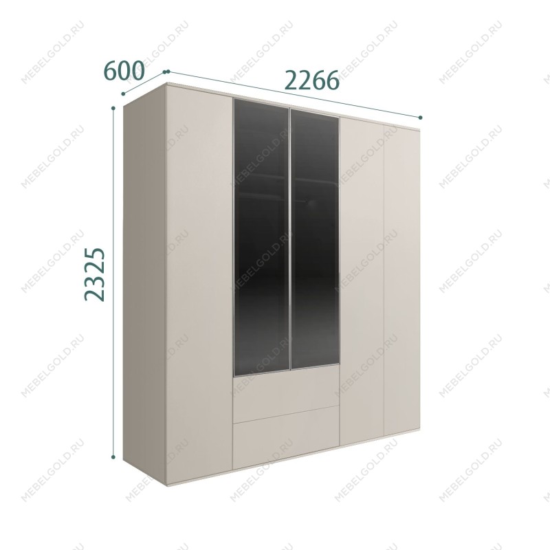 Шкаф 5-ти дв. с ящиками Bogemia Air (Шелк/Серебро) БМШ2/52(2)