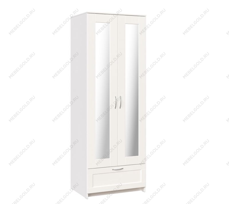 БРИМНЭС / СИРИУС Шкаф двухдверный ИКЕА / IKEA белый с одним выдвижным ящикам и двумя зеркалами | изображение 3