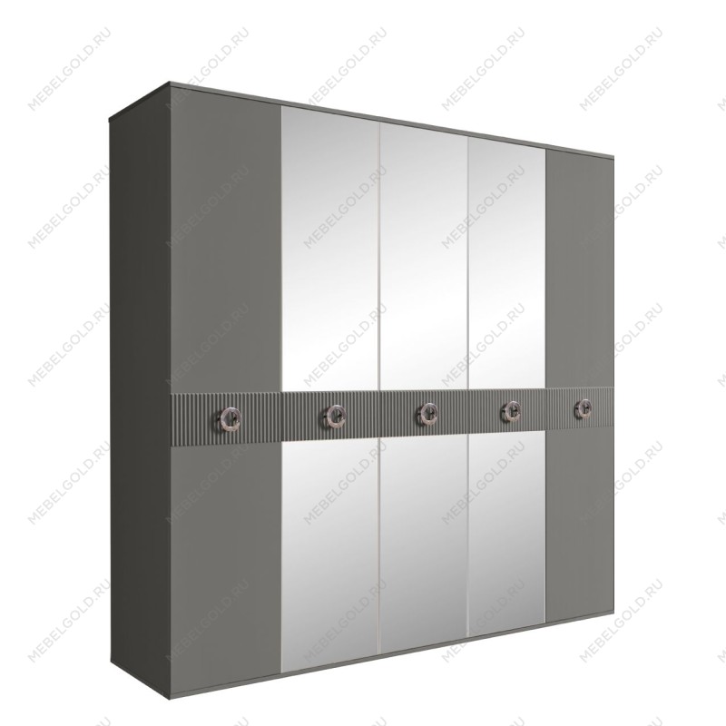 Шкаф 5-ти дв. с зеркалами Bogemia Fillini (Серый/Хром) БМШ1/5(Fi)