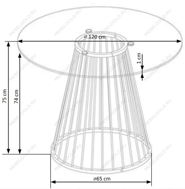 Стол обеденный Halmar LIVERPOOL (прозрачный/золотой) | изображение 8
