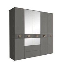 Шкаф 5-ти дверный с зеркалами, с ящиками, Bogemia Fillini (Серый/Золото) БМШ1/51(Fi)