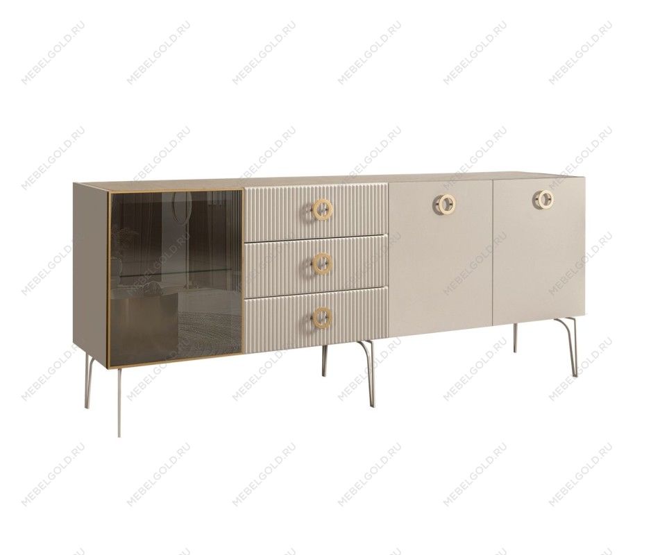 Комод 2.1м Bogemia Fillini (Ваниль) (Novabuk/Золото) БМКМ-5(Fi)[4]