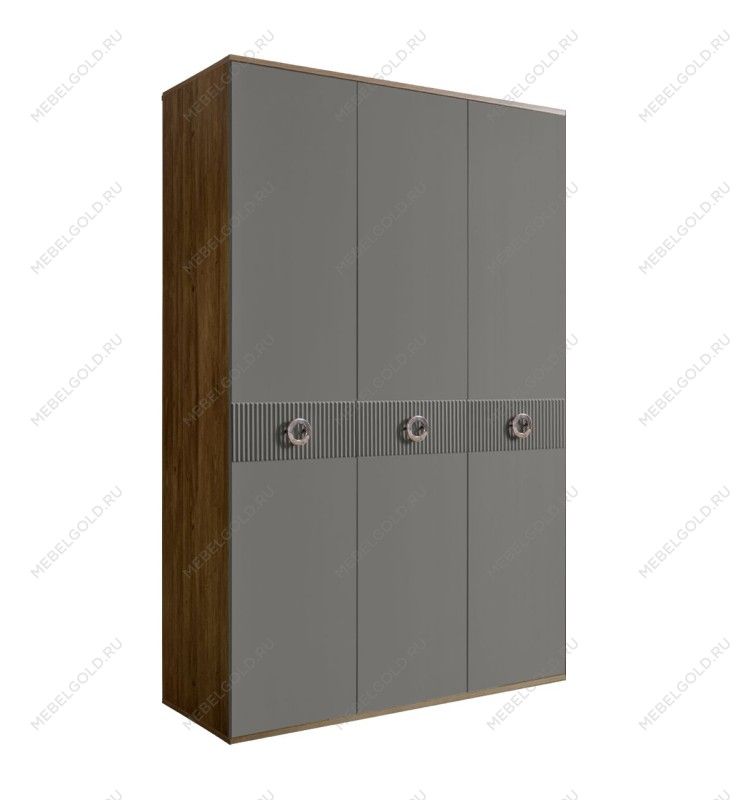 Шкаф 3-х дверный Bogemia Woodline Fi (Серый/Хром) БМШ2/3