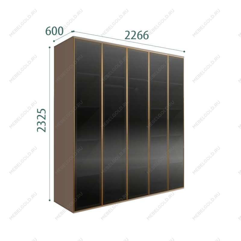 Шкаф 5-ти дв. Bogemia Air (Мокка/Золото) БМШ2/5(5)