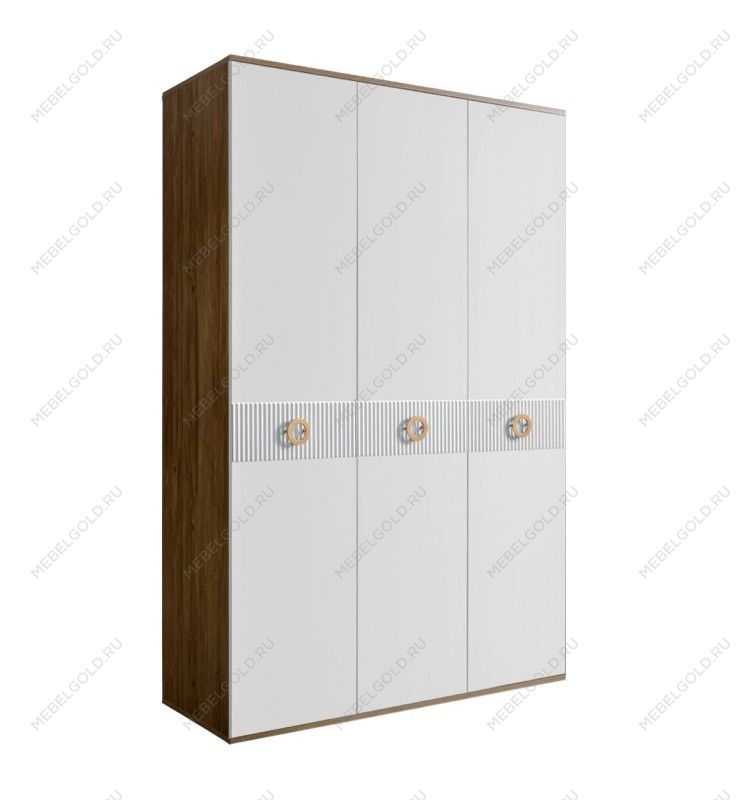 Шкаф 3-х дверный Bogemia Woodline Fi (Белый/Золото) БМШ2/3