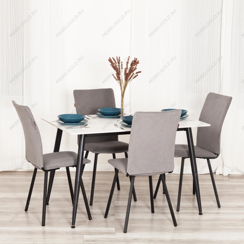 Стул обеденный La Rousse, флок, серый/черный, 29, 49х50х93 | изображение 7