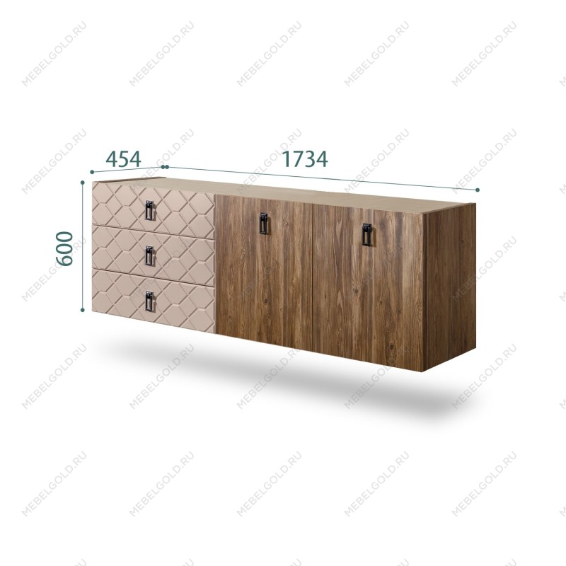 Комод 1.6м Bogemia Woodline Fly Wood Fa (Мокка) (Novabuk/Черный) БМКМ-4