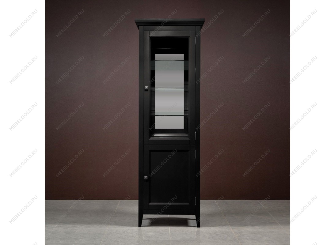 Витрина 1 дверная правая с зеркалом Manhattan (Черный) | изображение 2