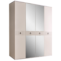 Шкаф 4-х дверный с зеркалом Римини СОЛО (Слоновая кость/Серебро) РМШ1/4(s)