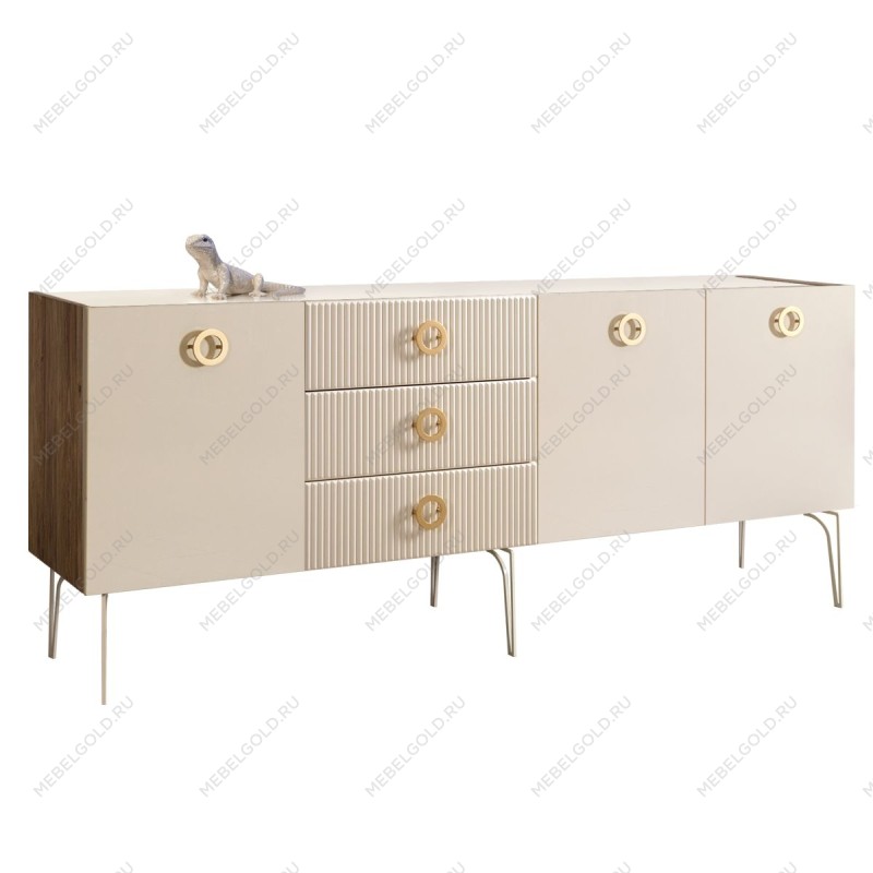 Комод 2.1м Bogemia Woodline Fi (Слоновая кость) (Lakobel/Золото) БМКМ-5