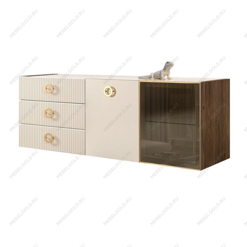 Комод 1.6м Bogemia Woodline Fly Fi (Слоновая кость) (Lakobel/Золото) БМКМ-4[5][10]