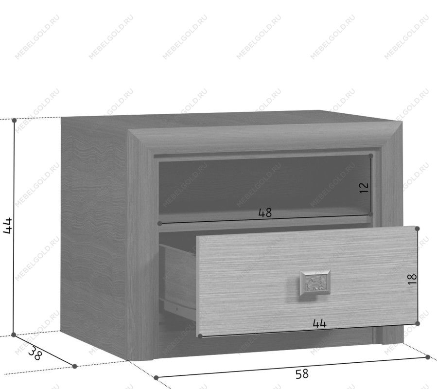 Тумба прикроватная Коен KOM1S Венге/Штрокс (NEW) | изображение 3