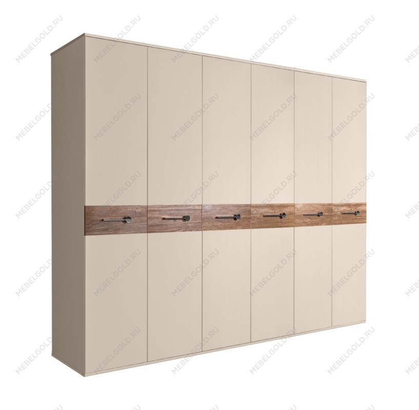Шкаф 6-ти дв. Bogemia Wood Wo (Ваниль/Хром) БМШ2/6(Wo)