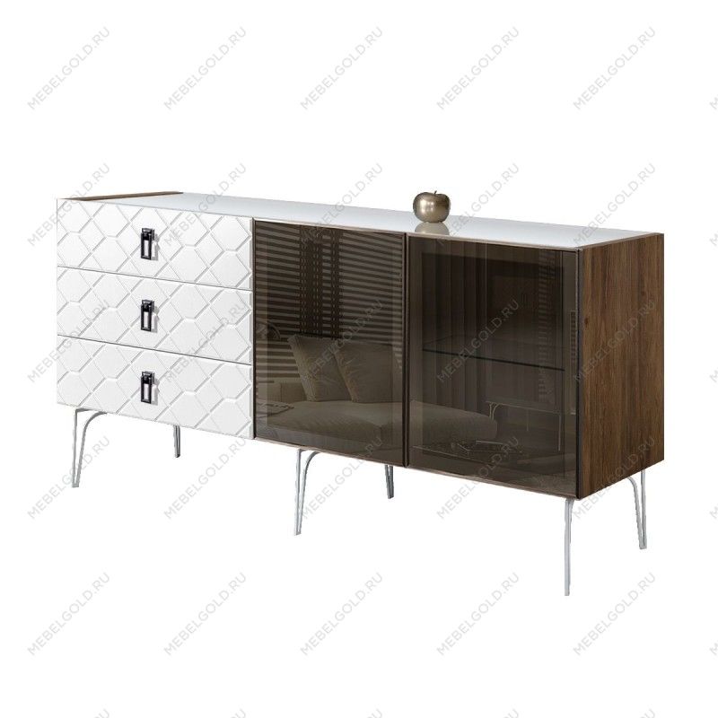 Комод 1.6м Bogemia Woodline Fa (Белый) (Lakobel/Черный) БМКМ-4[5]