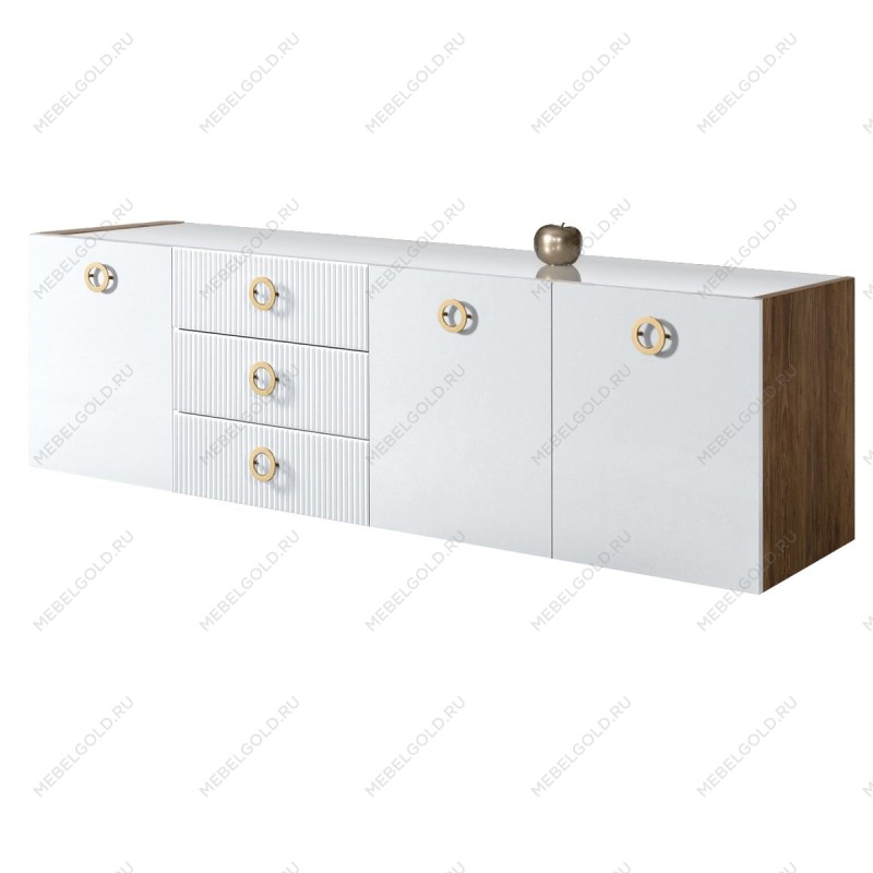 Комод 2.1м Bogemia Woodline Fly Fi (Белый) (Lakobel/Золото) БМКМ-5