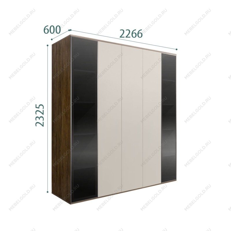 Шкаф 5-ти дв. Bogemia Woodline Air (Шелк/Серебро) БМШ2/5(2)