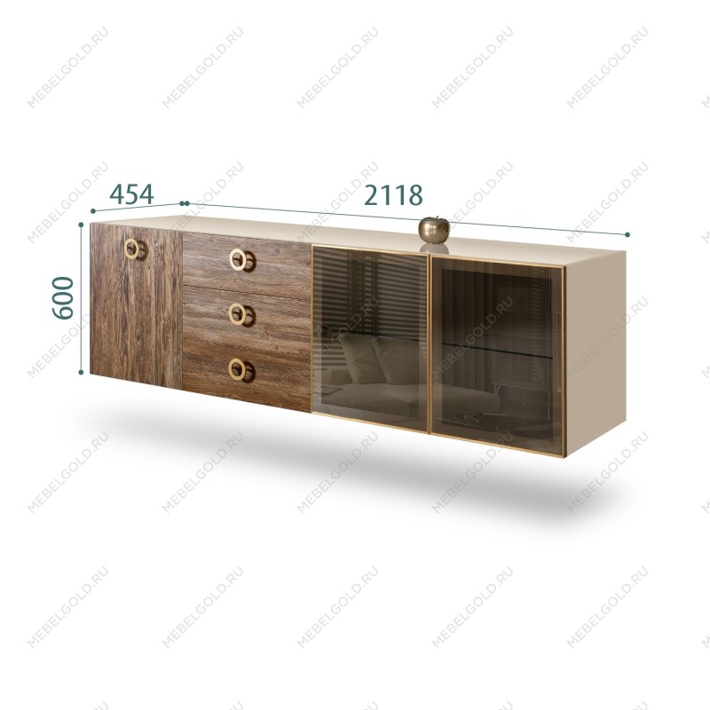 Комод 2.1м Bogemia Fly Wood Fi (Ваниль) (Lakobel/Золото) БМКМ-5[5][10]