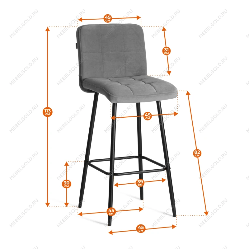 Барный стул Medeo/Медео, экокожа, черный, 45х56х113 см | изображение 11