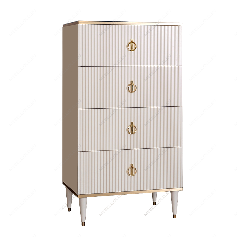 Комод 4 ящика Римини СОЛО (Слоновая кость/Золото) РМКМ-6(s)