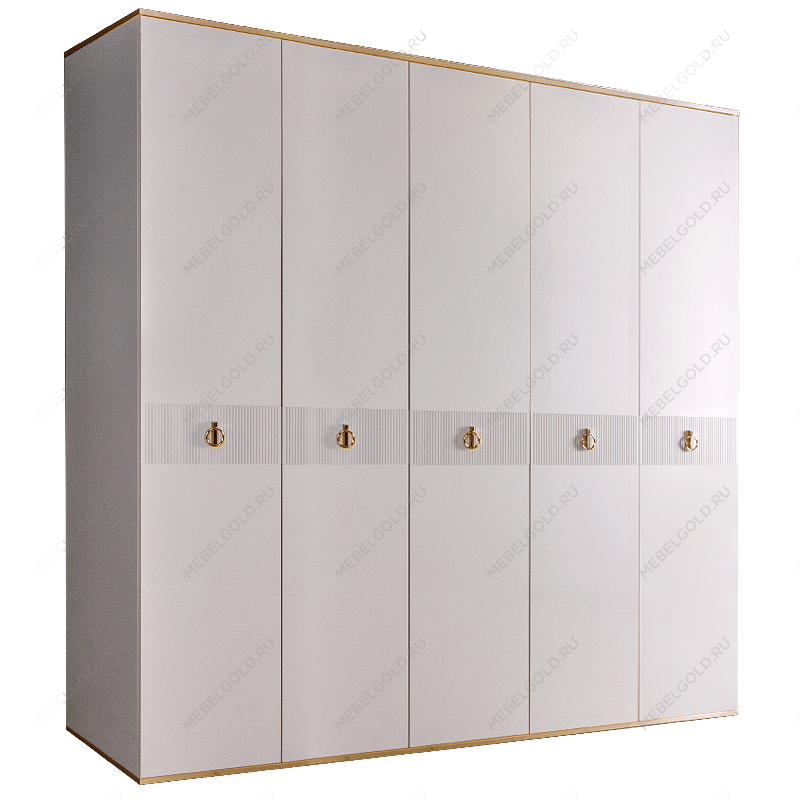 Шкаф 5-ти дверный Римини СОЛО (Белый/Золото) РМШ2/5(s)