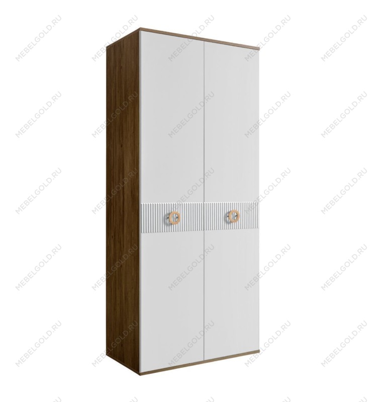Шкаф 2-х дверный Bogemia Woodline Fi (Белый/Золото) БМШ2/2