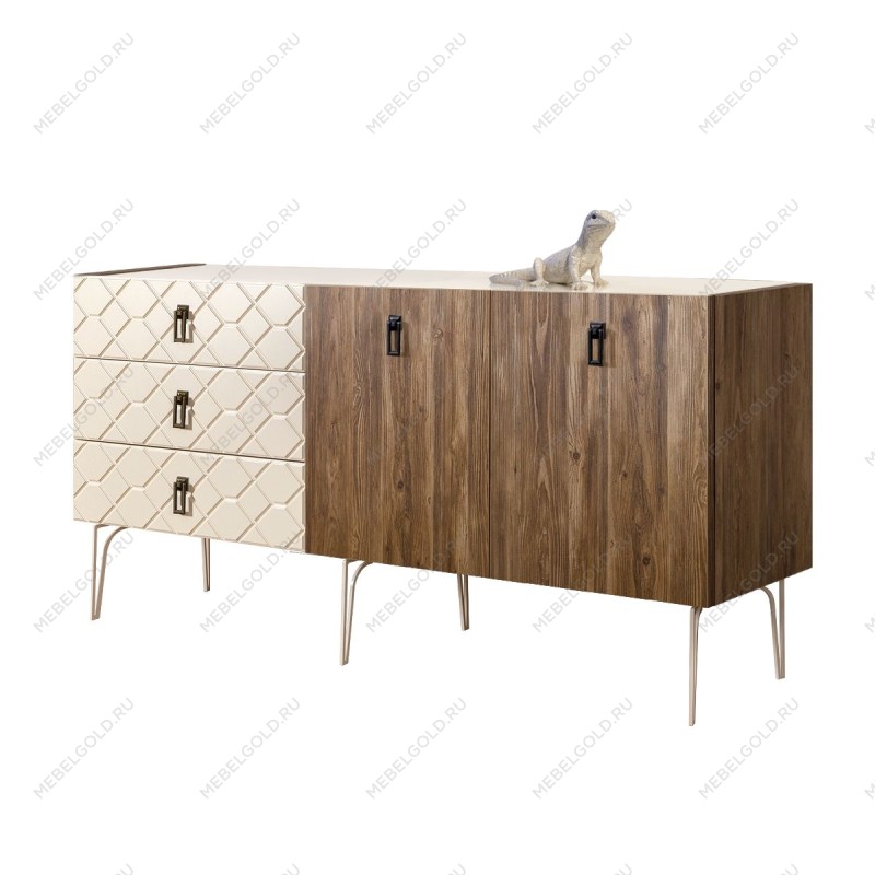 Комод 1.6м Bogemia Woodline Wood Fa (Слоновая кость) (Lakobel/Черный) БМКМ-4