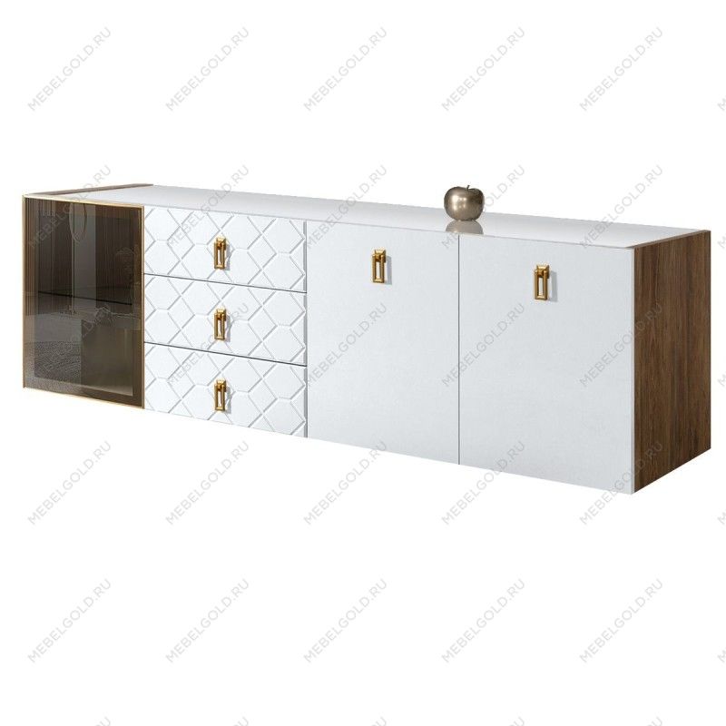Комод 2.1м Bogemia Woodline Fly Fa (Белый) (Lakobel/Золото) БМКМ-5[4]