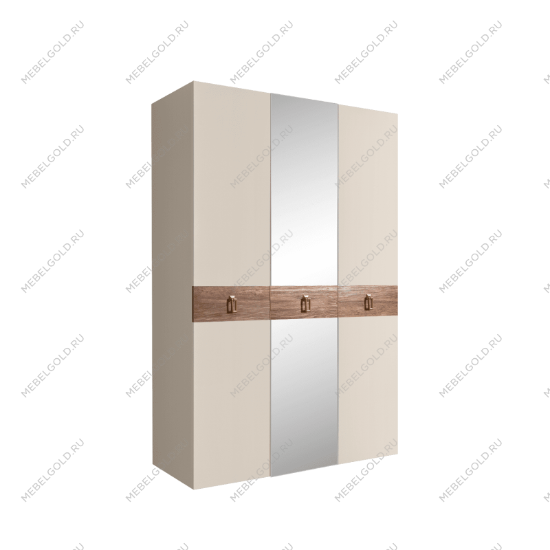 Шкаф 3-х дверный с зеркалом Bogemia Wood Fa (Слоновая кость/Золото) БМШ1/3(Wo)
