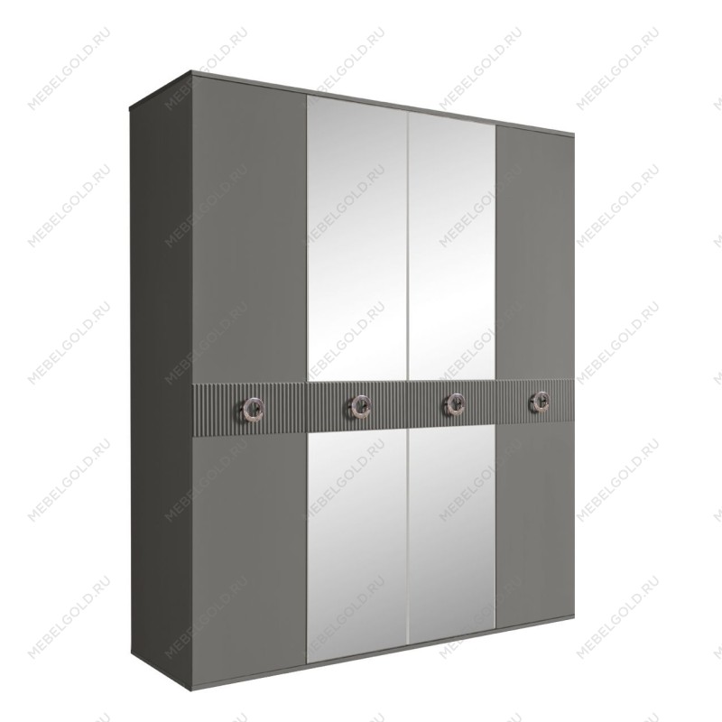 Шкаф 4-х дв. с зеркалами Bogemia Fillini (Серый/Хром) БМШ1/4(Fi)