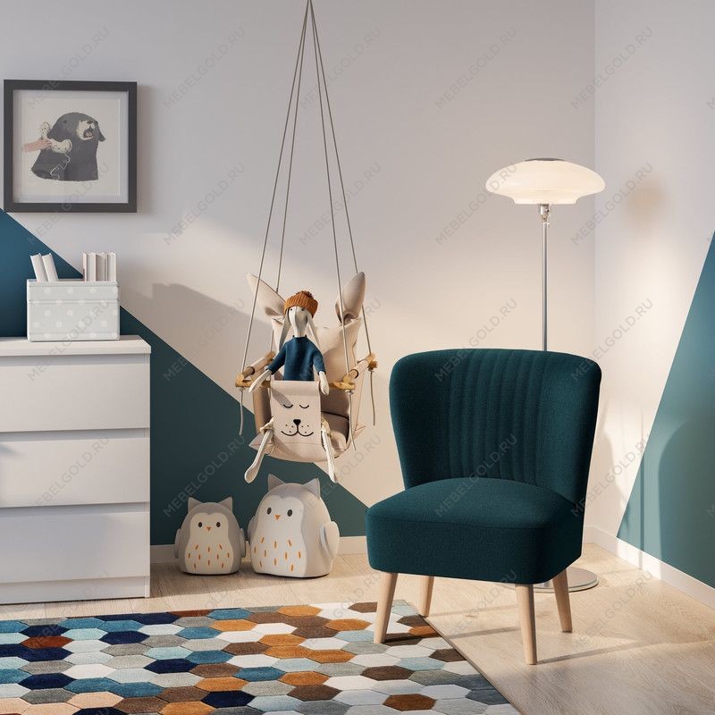 Кресло Унельма сине-зелёный, рогожка | изображение 3