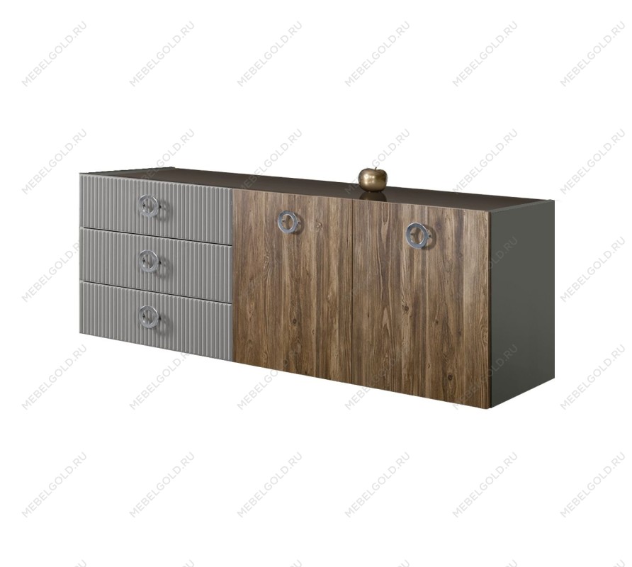 Комод 1.6м Bogemia Fly Wood Fi (Серый) (Lakobel/Хром) БМКМ-4