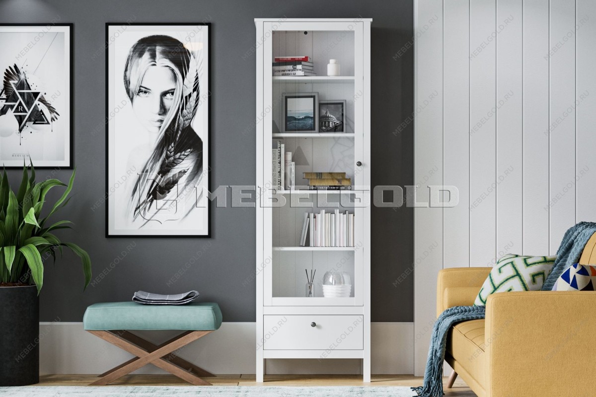 Шкаф-витрина Ева (Хельга) REG1W1S/65 белый | изображение 1