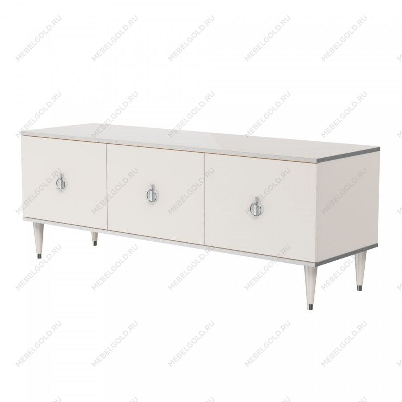 Тумба под телевизор (3 двери) Римини (Слоновая кость/Серебро) РМТ-2