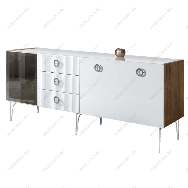 Комод 2.1м Bogemia Woodline Fi (Белый) (Lakobel/Хром) БМКМ-5[4]