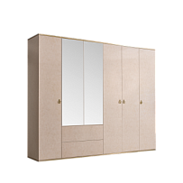 Шкаф 6-ти дверный с зеркалом, с ящиками Римини (Латте/Золото) РМШ1/61