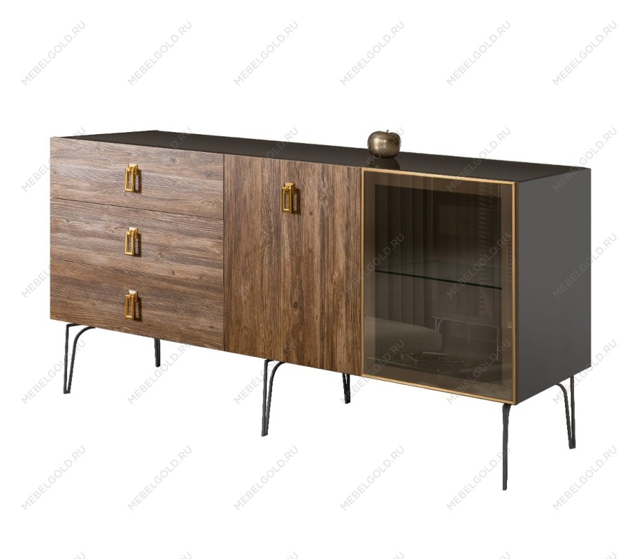 Комод 1.6м Bogemia Wood Fa (Серый) (Lakobel/Золото) БМКМ-4(Wo)[5][10]