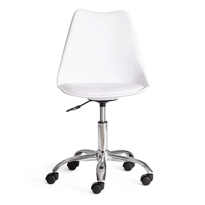 Офисное Компьютерное кресло TULIP (mod.106-1), металл/пластик/PU, 58 x 47 x 97см, White (белый) / Chrome (хром) | изображение 4