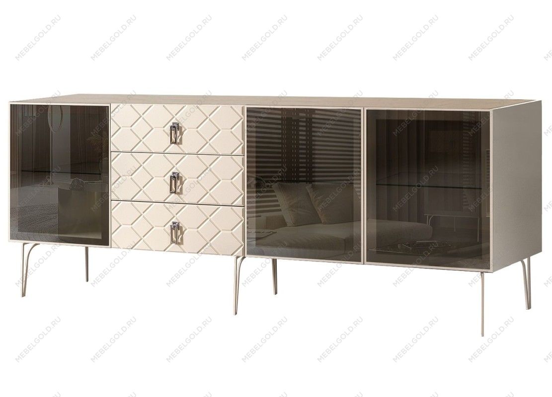 Комод 2.1м Bogemia Farfalle (Слоновая кость) (Novabuk/Хром) БМКМ-5(Fa)[5]