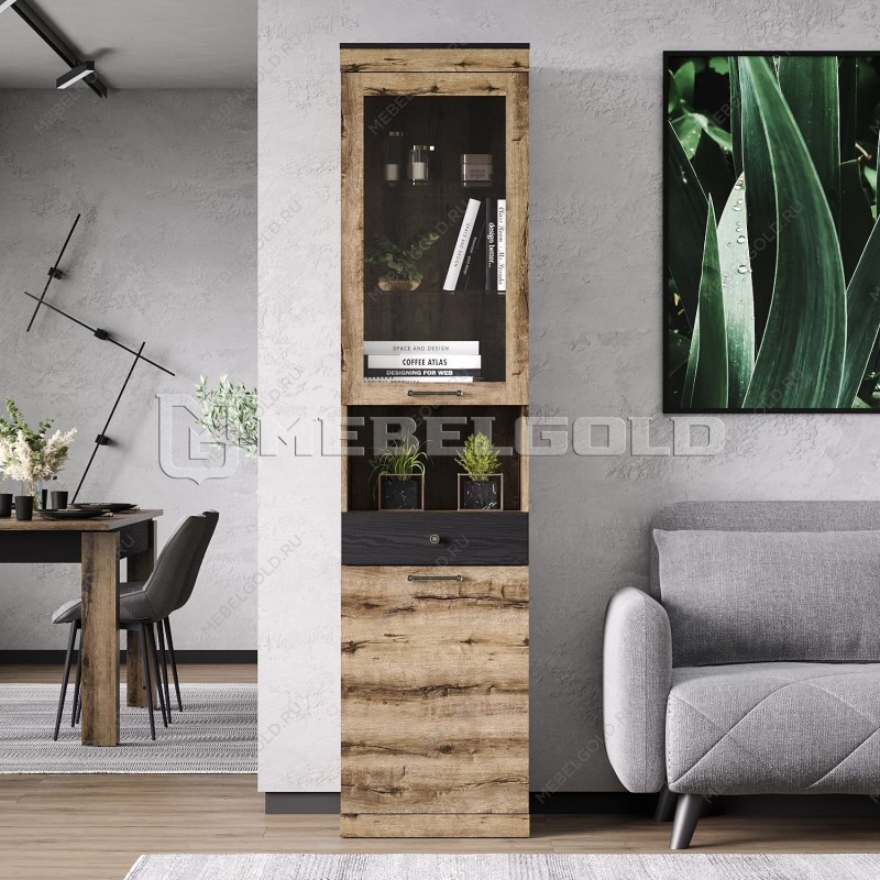 Шкаф с витриной Джаггер 1V1D1SN - Выставка Лобня | изображение 1