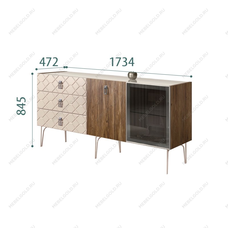 Комод 1.6м Bogemia Woodline Wood Fa (Ваниль) (Lakobel/Хром) БМКМ-4[5][10]