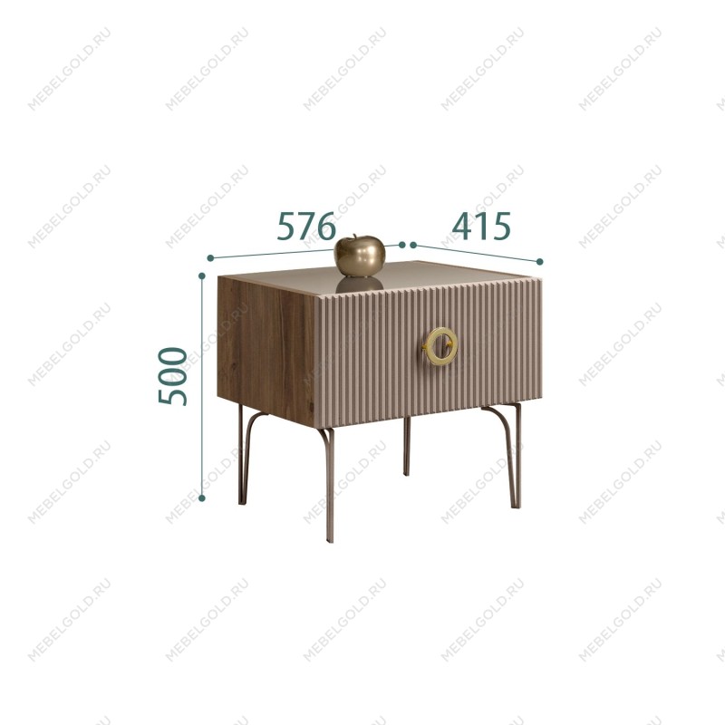 Тумба прикроватная Bogemia Woodline Fi (Мокка) (Lakobel/Золото) БМТП-1
