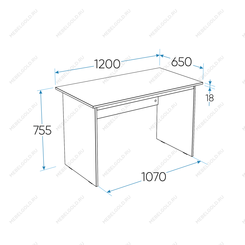 КАСТОР (KULLEN) стол письменный 120х65 серый | изображение 2