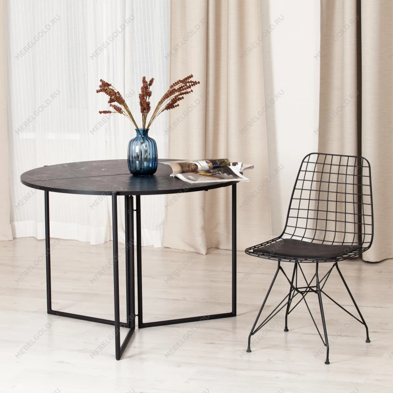 Стол складывающийся YOOP (mod. 1202), ЛДСП+меламин/металл, 100 х 100 х 72 см, чёрный мрамор/чёрный | изображение 5