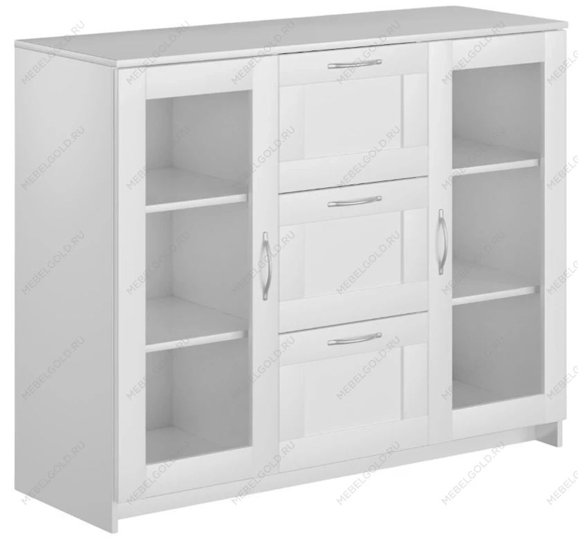 БРИМНЭС / СИРИУС тумба ИКЕА / IKEA 2 двери со стеклом и 3 ящика 117х95 белая