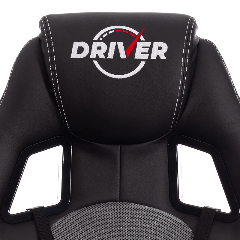 Кресло DRIVER (22), кож/зам/ткань, черный/серый, 36-6/TW-12 | изображение 7