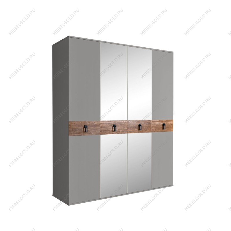 Шкаф 4-х дв. с зеркалами Bogemia Wood Fa (Серый/Черный) БМШ1/4(Wo)