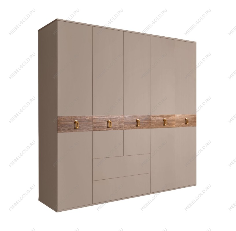 Шкаф 5-ти дверный с ящиками, Bogemia Wood Fa (Мокка/Золото) БМШ2/51(Wo)