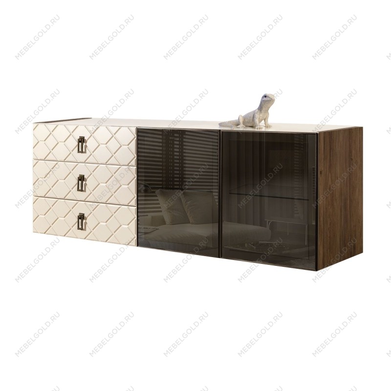 Комод 1.6м Bogemia Woodline Fly Fa (Слоновая кость) (Lakobel/Черный) БМКМ-4[5]