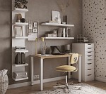 ИНГАР стол письменный ИКЕА / IKEA 2/ТТ 140x75x55, дуб беленый/белый | изображение 3