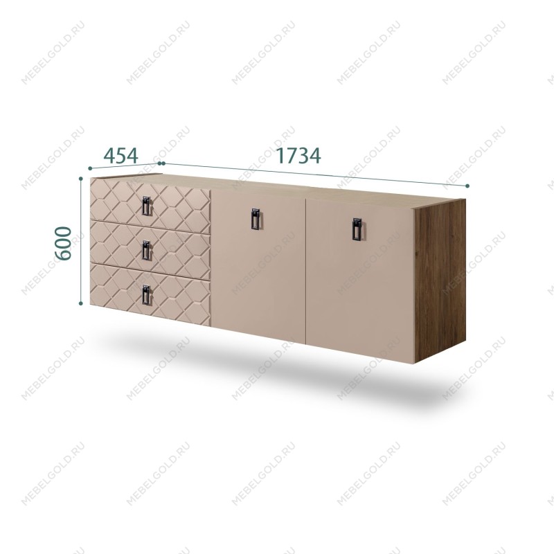 Комод 1.6м Bogemia Woodline Fly Fa (Мокка) (Novabuk/Черный) БМКМ-4